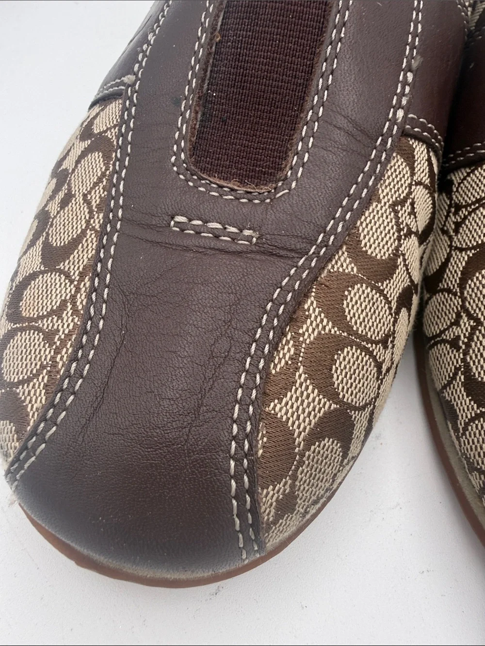 VTG Coach Nadia slip on mule sneakers signature monogram canvas/ leather sz 10M